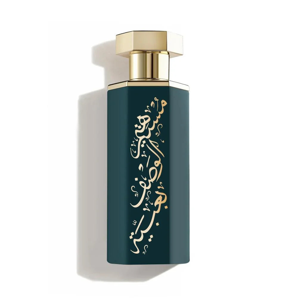 Reef - Arabs of Obeya 100ml perfume bottle back view with gold cap and Arabic text on a white background