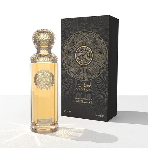 Gissah Hudson Valley 200ml perfume bottle and packaging with intricate design on a white background